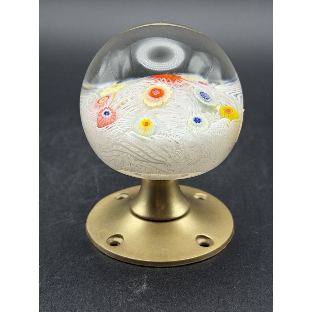Strathearn Millefiori Latticino Glass Paperweight Doorknob Scotland